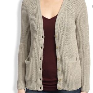 Lucky Brand Linen Beige Cardigan Sweater size L